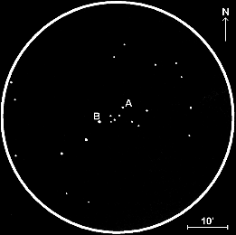 Field of 12 Cas,  60mm refractor, x40 