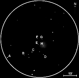 Field of NGC 188,  60mm refractor, x20 