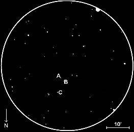 Field of NGC 1491,  60mm refractor, x20 