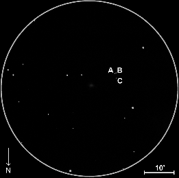 Field of NGC 2787,  60mm refractor, x20 