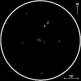 Field of NGC 4125,  60mm refractor, x40 