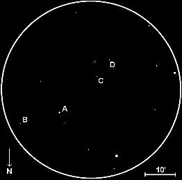 Field of NGC 5846,  60mm refractor, x20 