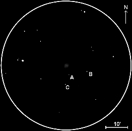 Field of NGC 6781,  60mm refractor, x20 